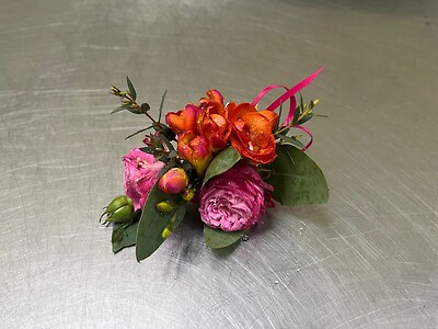 A Wrist Corsage - Orange, Lavender &amp; Pink