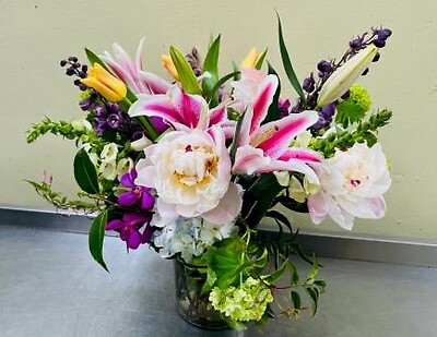 Peonies with Fragrant Lilies